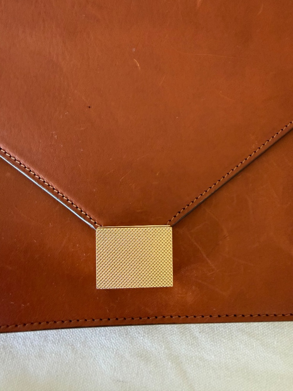 VICTORIA BECKHAM-Sable Brown Leather Envelope Clutch / Shoulder - Picture 4 of 9